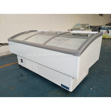 Curved glass supermarket refrigerated display freezer